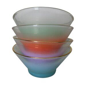 Vintage Blendo Ombre Frosted Bowls Set of 4 blue orange green purple